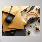 Geometrisches Gold und Schwarz Poster (Vorne)