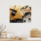 Geometrisches Gold und Schwarz Poster (Küche)