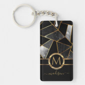 Geometrisches Gold und Schwarz Schlüsselanhänger (Vorderseite)