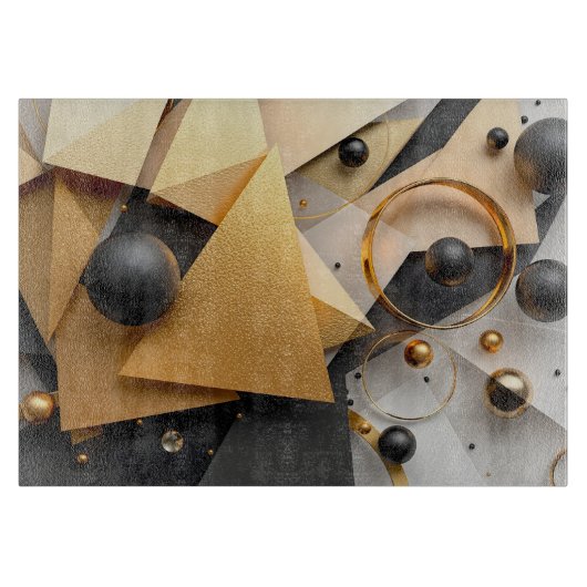 Geometrisches Gold und Schwarz Schneidebrett (Vorderseite)