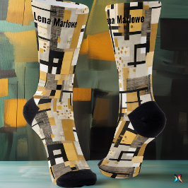 Geometrisches Gold und schwarze, moderne Kunstsock Socken