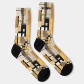 Geometrisches Gold und schwarze, moderne Kunstsock Socken (Rechts)
