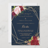 Geometrisches Gold und tropische Hochzeiten Einladung (Vorderseite)