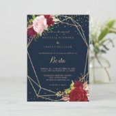 Geometrisches Gold und tropische Hochzeiten Einladung (Stehend Vorderseite)