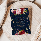 Geometrisches Gold und tropische Rot-Hochzeit Einladung