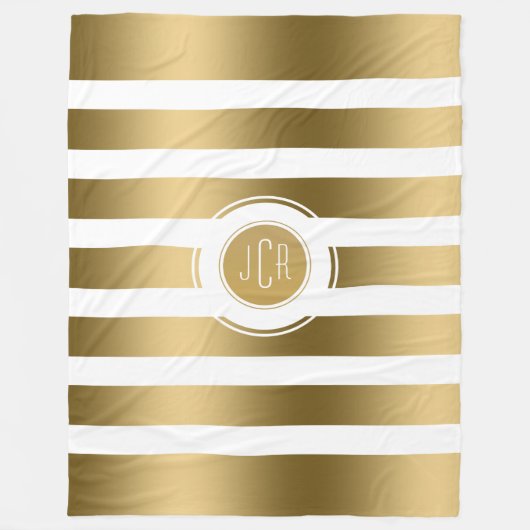 Geometrisches Gold und Weiße Streifen Modernes Des Fleecedecke (Vorderseite)