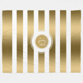 Geometrisches Gold und Weiße Streifen Modernes Des Fleecedecke (Vorderseite (Horizontal))