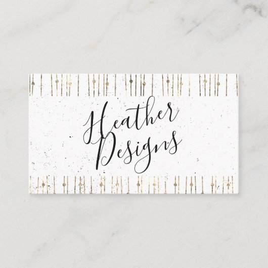 Geometrisches Gold White Foil Shine Muster Visitenkarte (Vorderseite)