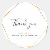 Geometrisches Goldeffekt Hochzeit danke Ihnen Aufk Runder Aufkleber (Vorderseite)