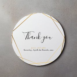 Geometrisches Goldeffekt Hochzeit danke Ihnen Aufk Runder Aufkleber
