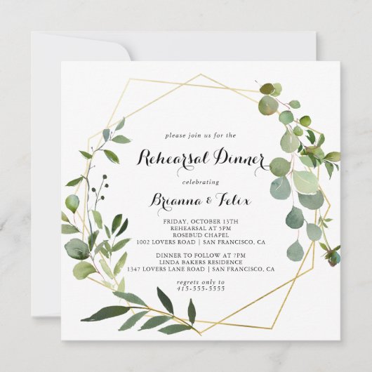 Geometrisches Golden Tropical Probe Dinner Einladung (Vorderseite)