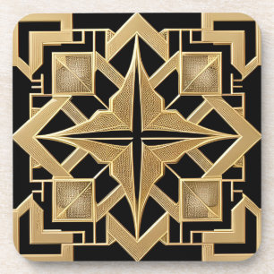 Geometrisches Goldenes Art Deco Muster Getränkeuntersetzer