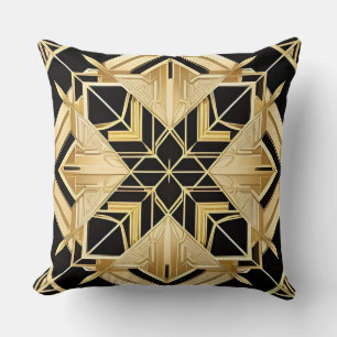 Geometrisches Goldenes Art Deco Muster Kissen