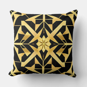Geometrisches goldenes Art Deco-Muster Kissen