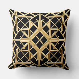 Geometrisches Goldenes Art Deco Muster Kissen