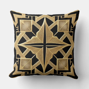 Geometrisches Goldenes Art Deco Muster Kissen