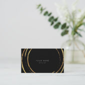 Geometrisches goldenes Foil Circles Black Vip Visitenkarte (Stehend Vorderseite)
