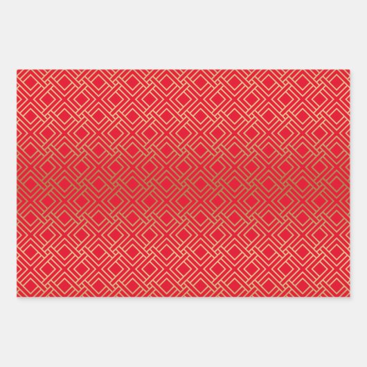 Geometrisches goldenes Muster - benutzerdefinierte Geschenkpapier Set (Vorderseite 3)