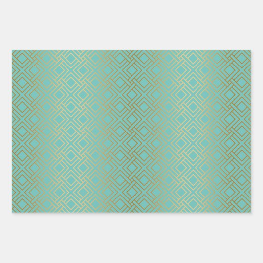 Geometrisches goldenes Muster - benutzerdefinierte Geschenkpapier Set (Vorderseite 2)