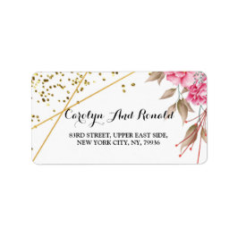 Geometrisches goldfarbenes Frame Rosa Adressaufkleber