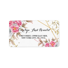 Geometrisches goldfarbenes Frame Rosa Adressaufkleber