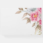 Geometrisches goldfarbenes Frame Rosa Gästebuch (Rückseite)