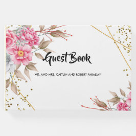 Geometrisches goldfarbenes Frame Rosa Gästebuch