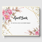 Geometrisches goldfarbenes Frame Rosa Gästebuch (Vorderseite)