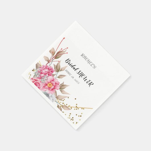 Geometrisches goldfarbenes Frame Rosa Serviette (Ecke)