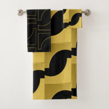 Geometrisches goldfarbenes Muster auf schwarz