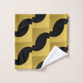 Geometrisches goldfarbenes Muster auf schwarz Badhandtuch Set (Waschlappen)