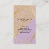 Geometrisches goldfarbenes Muster, Lila vertikale  Visitenkarte (Rückseite)