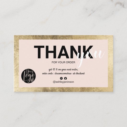 Geometrisches goldfarbenes Schriftzeichen Logo, Re Visitenkarte (Vorderseite)