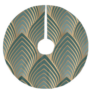 Geometrisches goldgrün: vintage nahtloses Muster. Polyester Weihnachtsbaumdecke