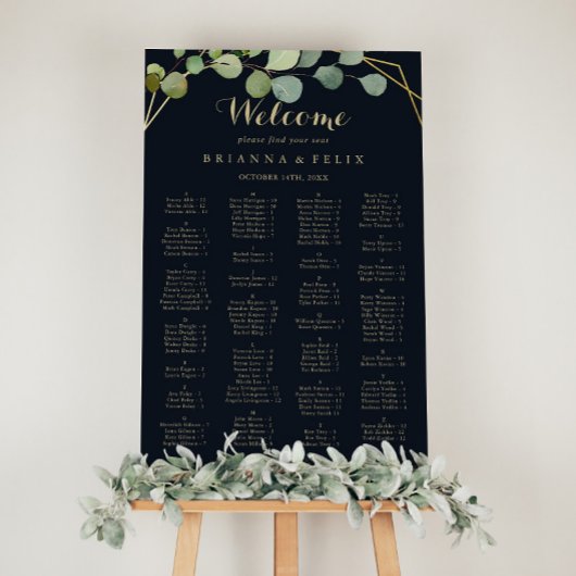 Geometrisches goldgrünes Alphabetisierungsdiagramm Poster