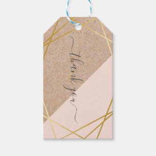 Geometrisches Goldkraftpapier Druckpastellrosa Geschenkanhänger