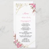 Geometrisches Goldrahmen-Rosa-Blumenmenü Programm (Vorne/Hinten)