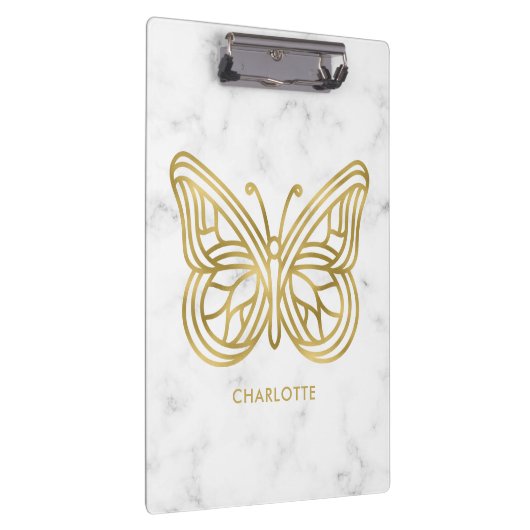 Geometrisches Goldschmetterling Personalisiert Klemmbrett (Rechts)