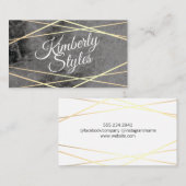 Geometrisches goldweißes Foil mit schwarzem Marmor Visitenkarte (Vorne/Hinten)