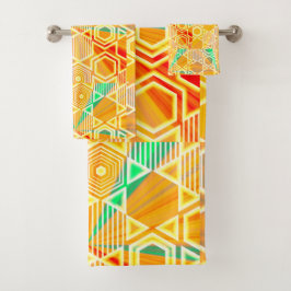Geometrisches Grafikmotiv Modernes Trend-Badehandt Badhandtuch Set