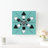 Geometrisches Grau Schwarz-weiß Modernes Minimalis Quadratische Wanduhr (Zuhause)