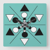 Geometrisches Grau Schwarz-weiß Modernes Minimalis Quadratische Wanduhr (Vorderseite)