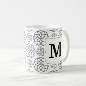Geometrisches graues Muster Anfangsmonogramm Kaffeetasse (VorderseiteRechts)
