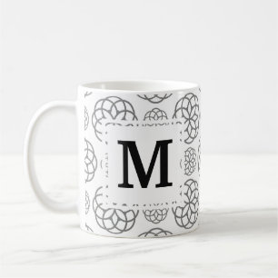 Geometrisches graues Muster Anfangsmonogramm Kaffeetasse