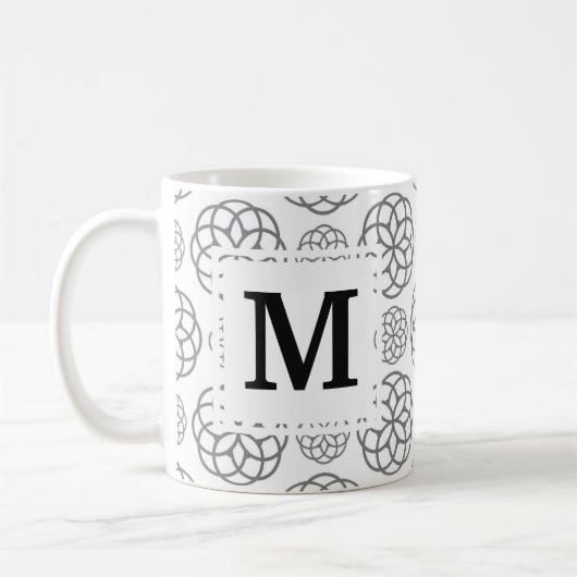 Geometrisches graues Muster Anfangsmonogramm Kaffeetasse (Links)