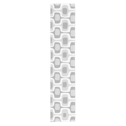 Geometrisches graues Muster Mitte des Jahrhunderts Kurzer Tischläufer (Vorderseite)