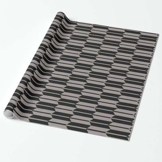 Geometrisches graues und schwarzes Muster Geschenkpapier (Ungerollt)