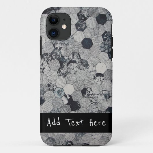 Geometrisches, graues, weißes und schwarzes Hexago Case-Mate iPhone Hülle (Rückseite)