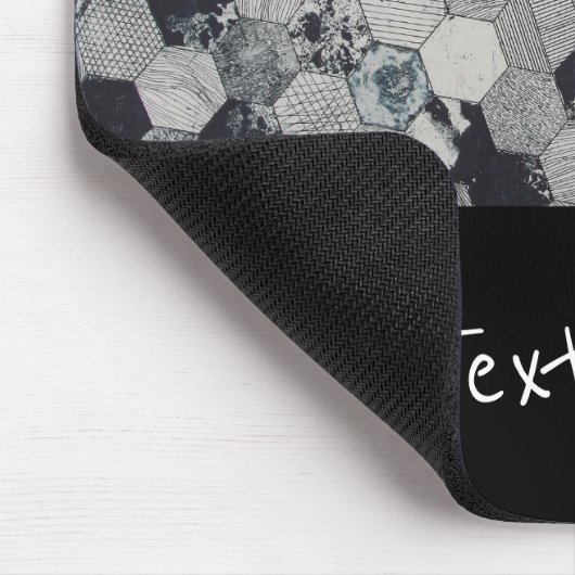 Geometrisches, graues, weißes und schwarzes Hexago Mousepad (Ecke)