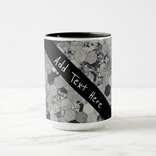 Geometrisches, graues, weißes und schwarzes Hexago Tasse